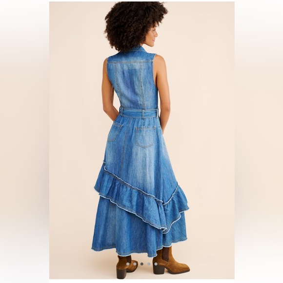 Women's Free People Beau Midi Blue Denim Dress Sizes S & M - Picture 3 of 4